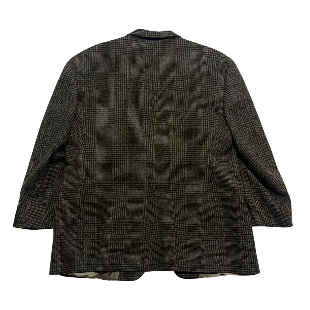 vtg Tommy Hilfiger 46S Olive Green Plaid Tweed Blazer Jacket Sport Coat USA Wool